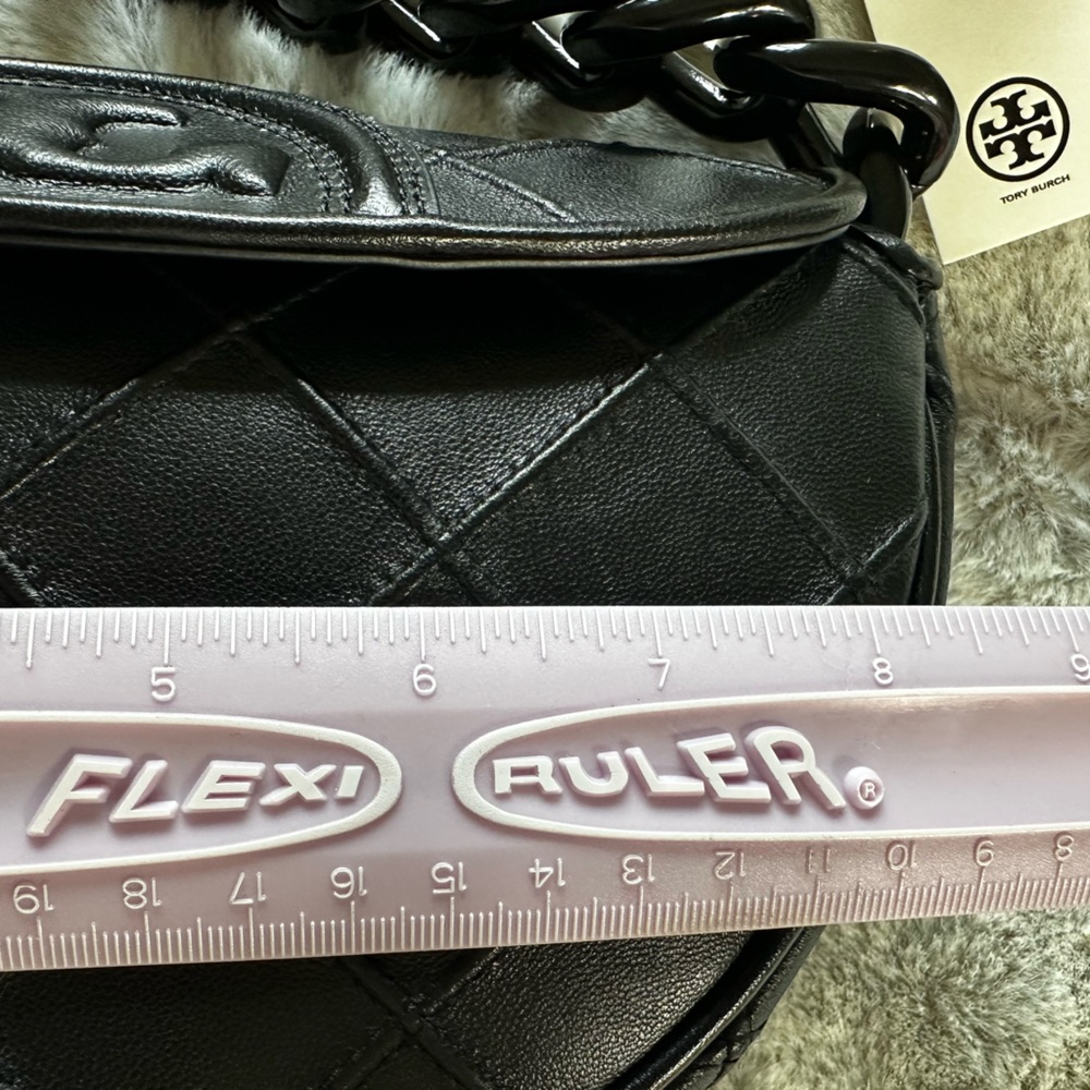 Tory Burch Mini Fleming Soft Crescent Bag in Black. - Picture 7 of 8